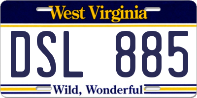 WV license plate DSL885