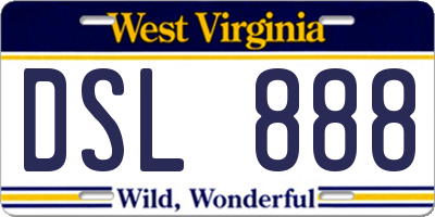 WV license plate DSL888