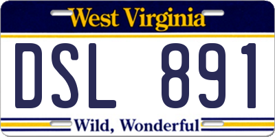 WV license plate DSL891