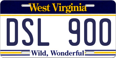 WV license plate DSL900