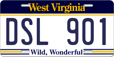 WV license plate DSL901
