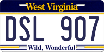 WV license plate DSL907