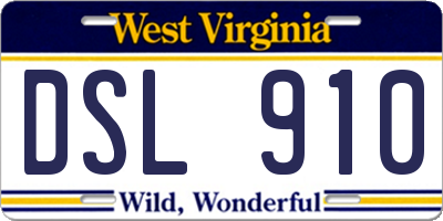 WV license plate DSL910