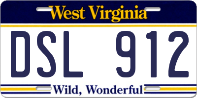 WV license plate DSL912