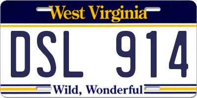 WV license plate DSL914