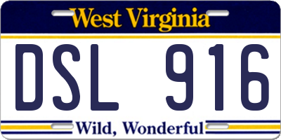 WV license plate DSL916