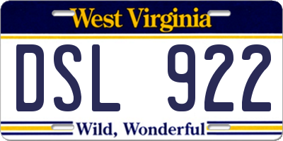 WV license plate DSL922
