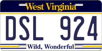 WV license plate DSL924