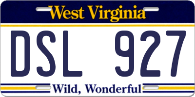 WV license plate DSL927