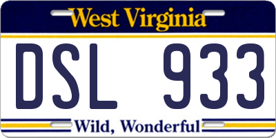 WV license plate DSL933
