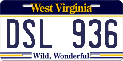 WV license plate DSL936