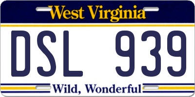 WV license plate DSL939
