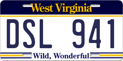 WV license plate DSL941