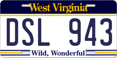 WV license plate DSL943