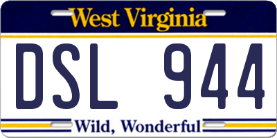 WV license plate DSL944