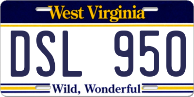 WV license plate DSL950