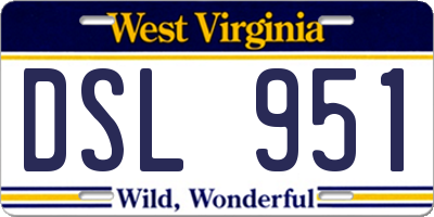 WV license plate DSL951