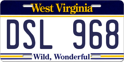 WV license plate DSL968