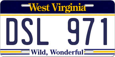 WV license plate DSL971