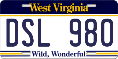 WV license plate DSL980