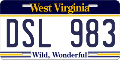 WV license plate DSL983