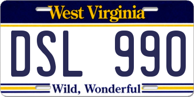 WV license plate DSL990