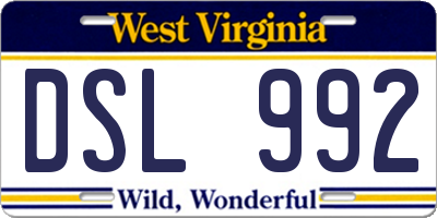 WV license plate DSL992
