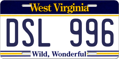 WV license plate DSL996