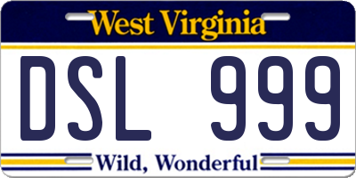 WV license plate DSL999