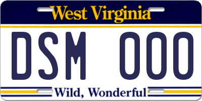 WV license plate DSM000
