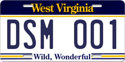 WV license plate DSM001
