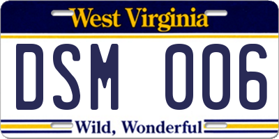 WV license plate DSM006