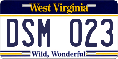 WV license plate DSM023