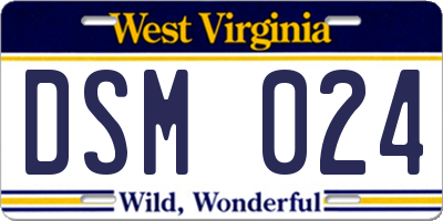 WV license plate DSM024