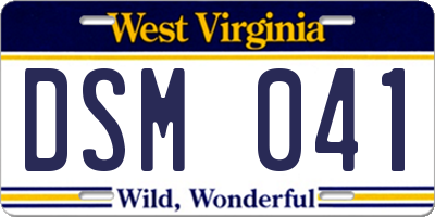 WV license plate DSM041