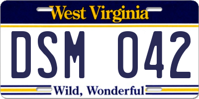 WV license plate DSM042