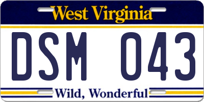 WV license plate DSM043