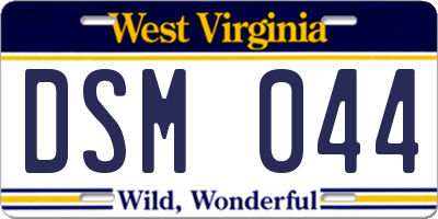 WV license plate DSM044