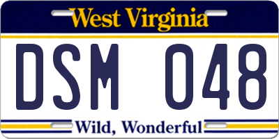 WV license plate DSM048
