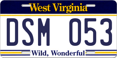WV license plate DSM053