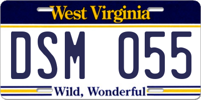 WV license plate DSM055
