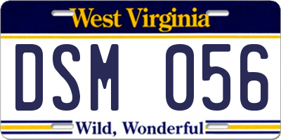 WV license plate DSM056