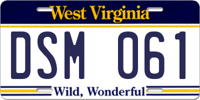 WV license plate DSM061
