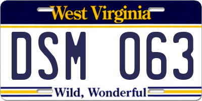 WV license plate DSM063