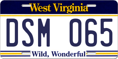 WV license plate DSM065