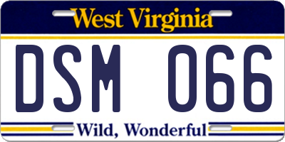 WV license plate DSM066