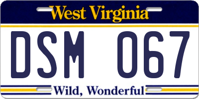 WV license plate DSM067