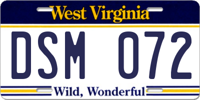 WV license plate DSM072