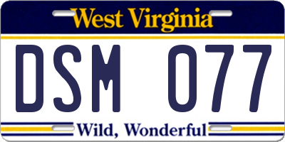 WV license plate DSM077