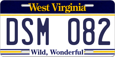WV license plate DSM082